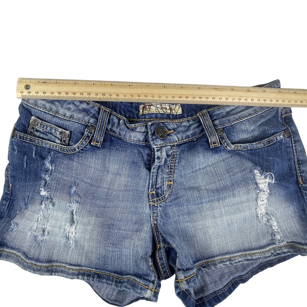 BKE Stella Denim Shorts Womens 30 Blue Distressed Low Rise Stretch - Picture 8 of 9